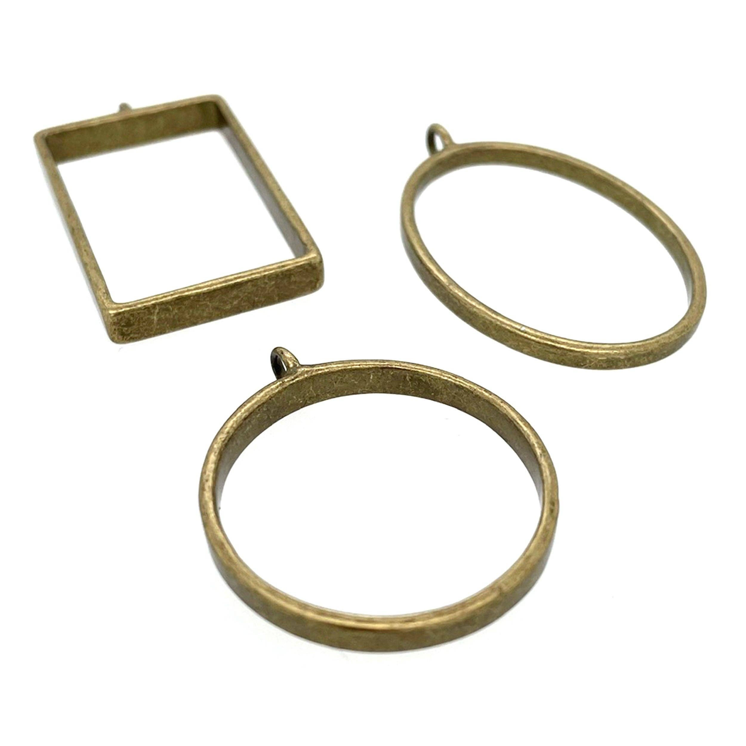 Jewelry Made by Me - Vente Kit de bricolage - Rectangle en laiton oxydé grand cadre ouvert2