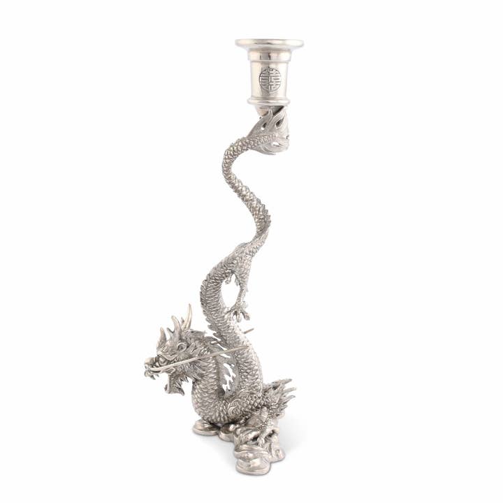 Vagabond House - Wholesale Candle Holder - Dragon Pewter Candlestick1