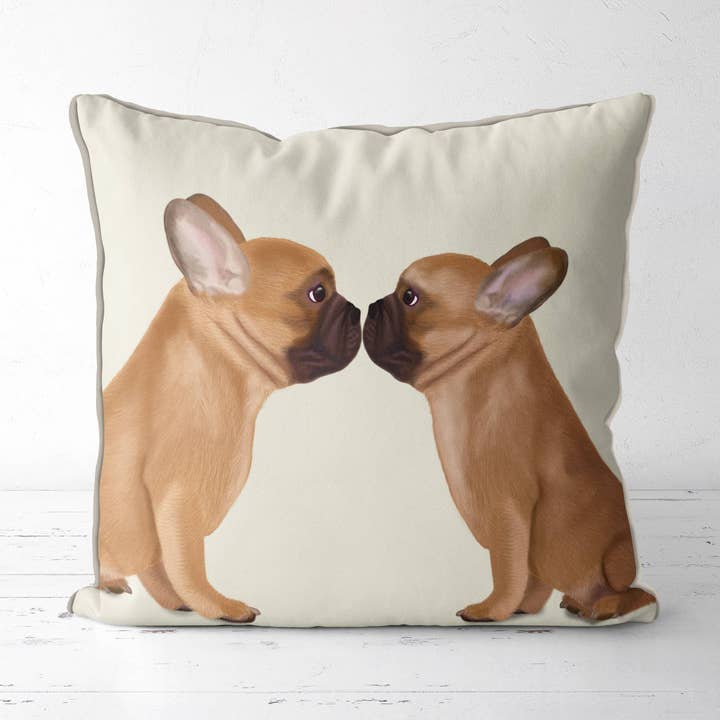 FabFunky Ltd – Almofada decorativa/de sofá por atacado – Almofada French Kiss Valentines French Bull Dog0