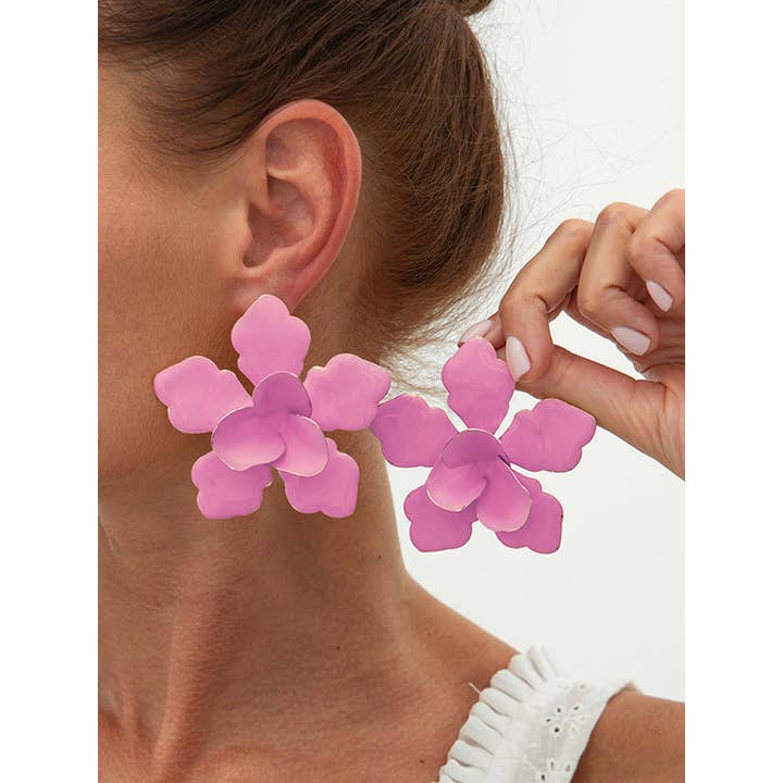 FurDecoration - Vente Boucles d'oreilles pendantes - Boucles d'oreilles pendantes en forme de fleur1