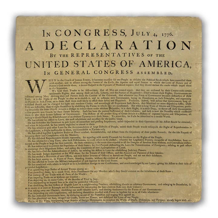 Unabhängigkeitserklärung Tumbled Stone Untersetzer für den Großhandel von Nelson Gifts Wholesale