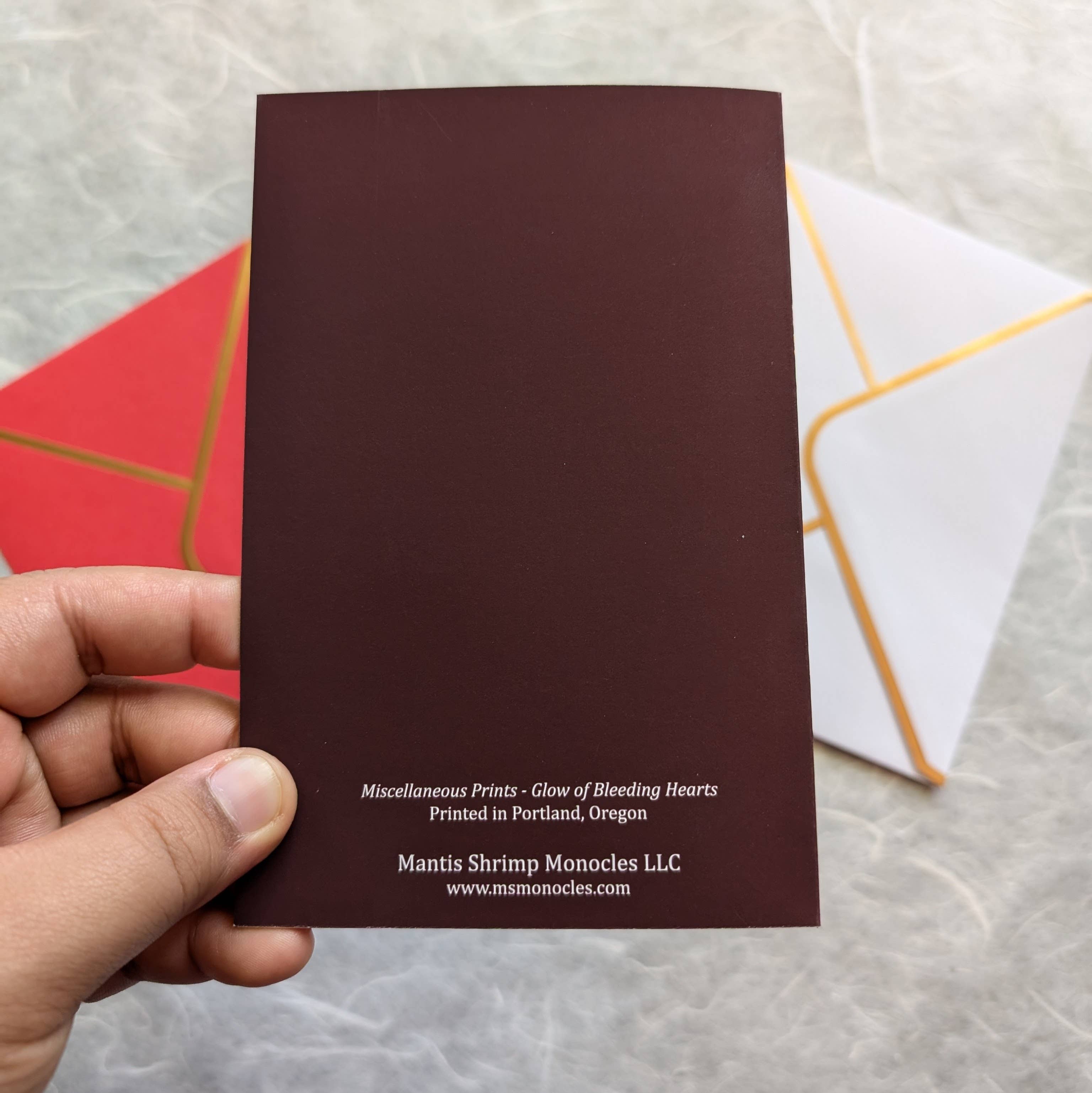 Mantis Shrimp Monocles - Wholesale Everyday Greeting Card - Glow of Bleeding Hearts Greeting Card3