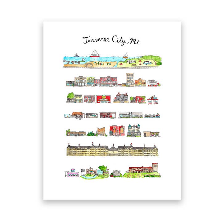 8,5 po x 11 po Traverses City Michigan pour la vente par Jodi Lynn's Emporium of Doodles