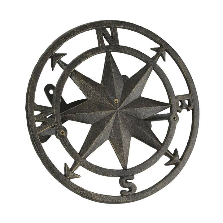 Cast Iron Compass Rose Hose Holder for wholesale by Zeckos