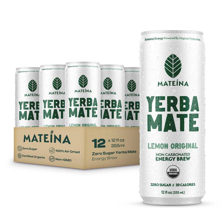 Lemon Original | Mateina Yerba Mate 12 Pack (12oz Cans) for wholesale by Mateina