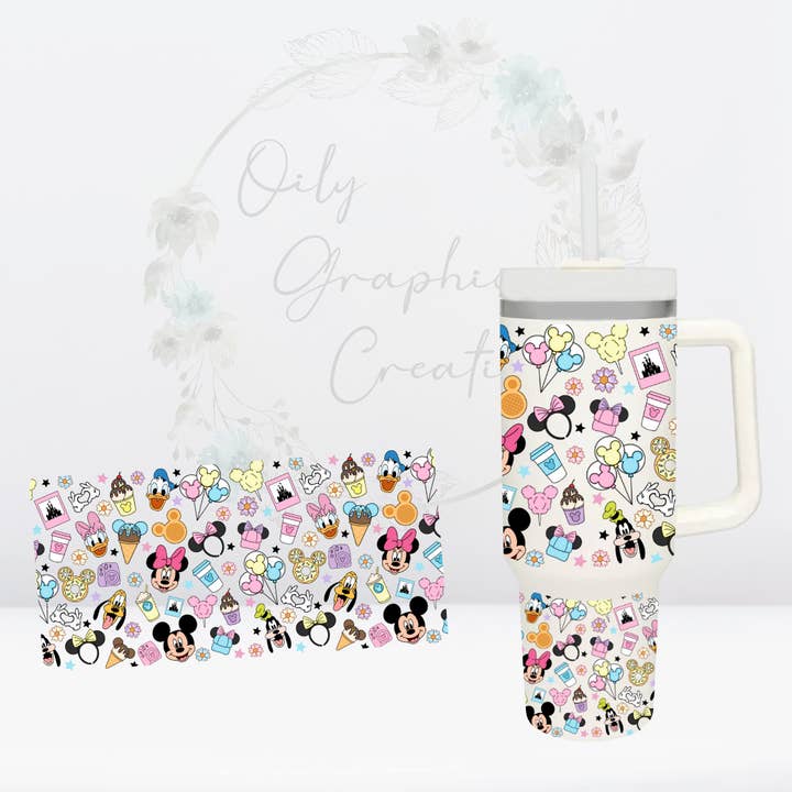 M Mouse Pattern-40oz UV DTF Tumbler Wrap for wholesale by Oily Graphic Creations