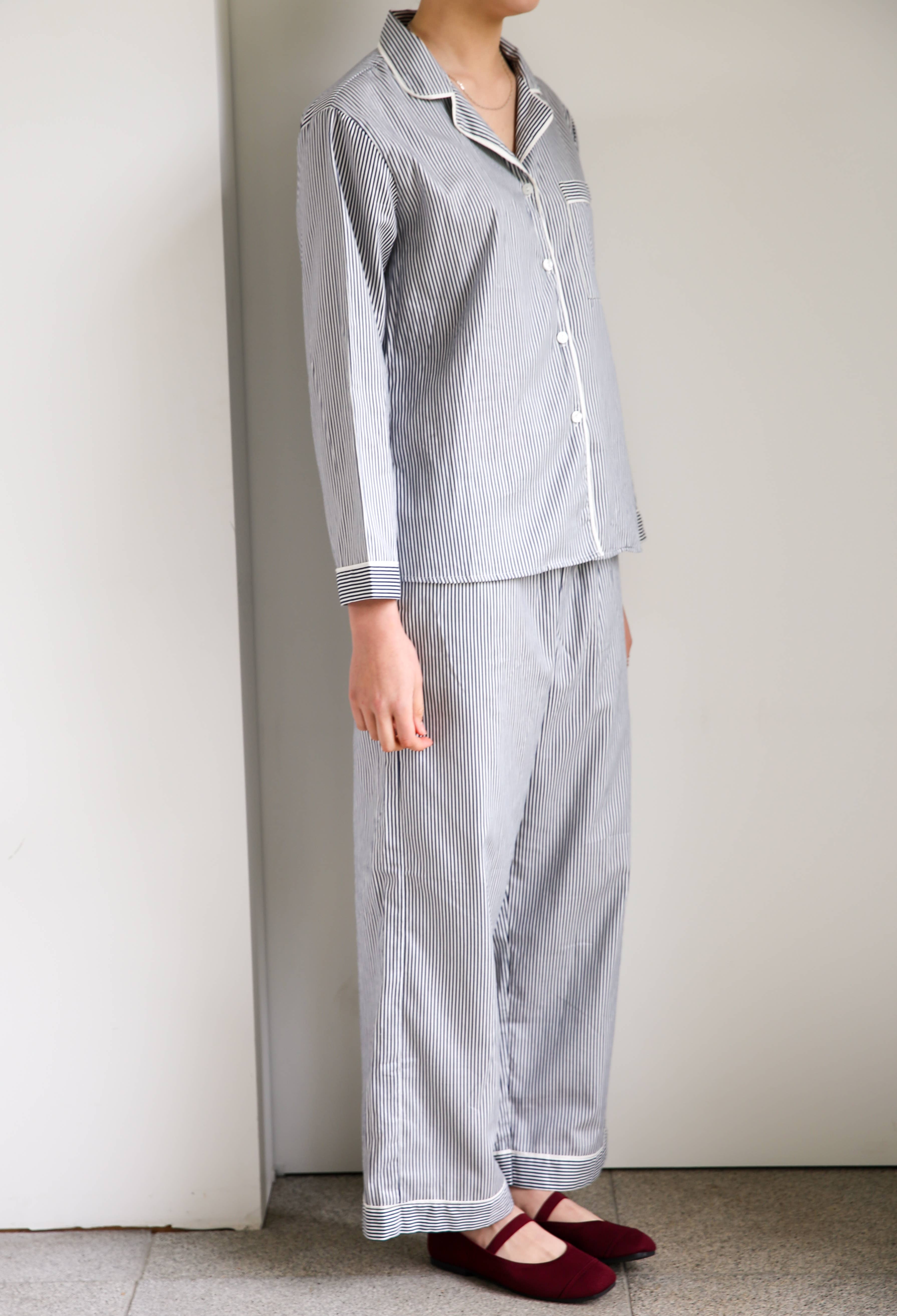 Me+Lia - Wholesale Sleepwear Set - Women's - Cecile Pyjama PJs Long Set - Navy Pinstripe4