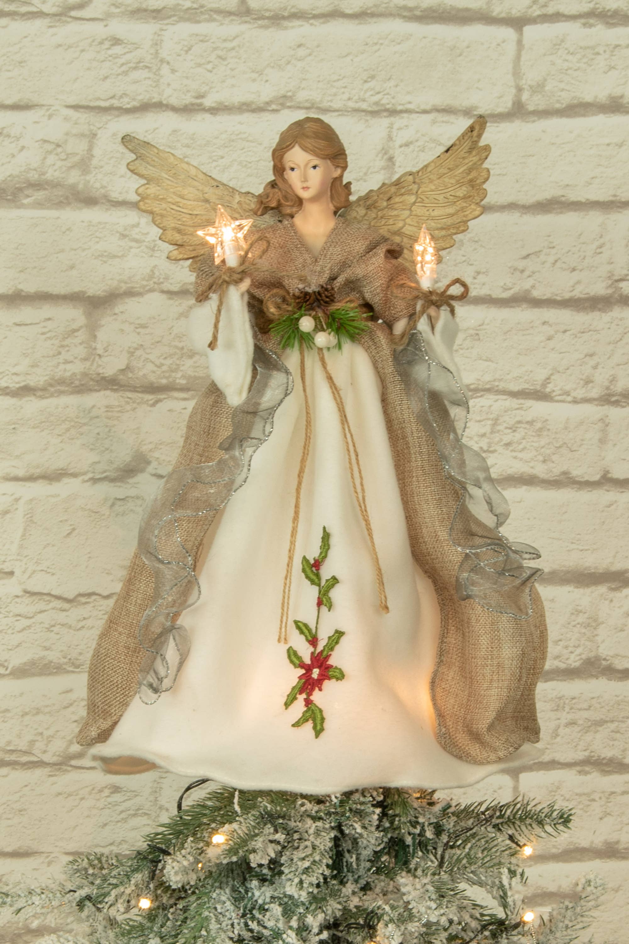 Starlight Collection – Engroshandel Træovertræk – Brun/Hvid 10-lys Rustik Engel Trætopstjerne2