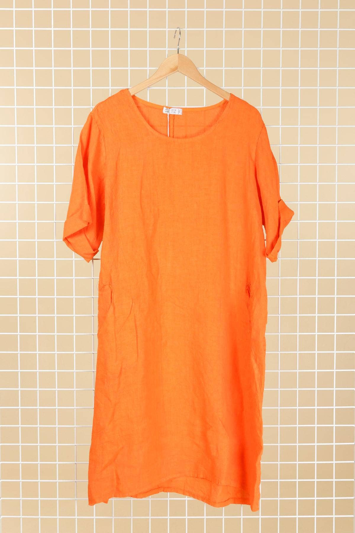 la maison des fibres naturelles - Wholesale Dress - Women's - Round neck dress in 100% linen 676152