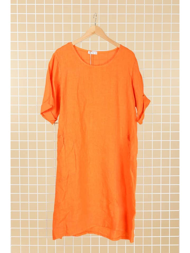 la maison des fibres naturelles - Wholesale Dress - Women's - Round neck dress in 100% linen 676152