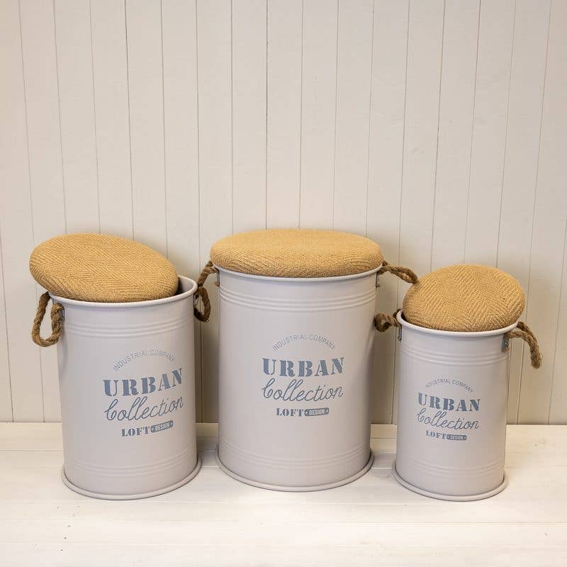 Satchville – wholesale Trunk – Set Of Three Cream Urban Round Storage Containers1