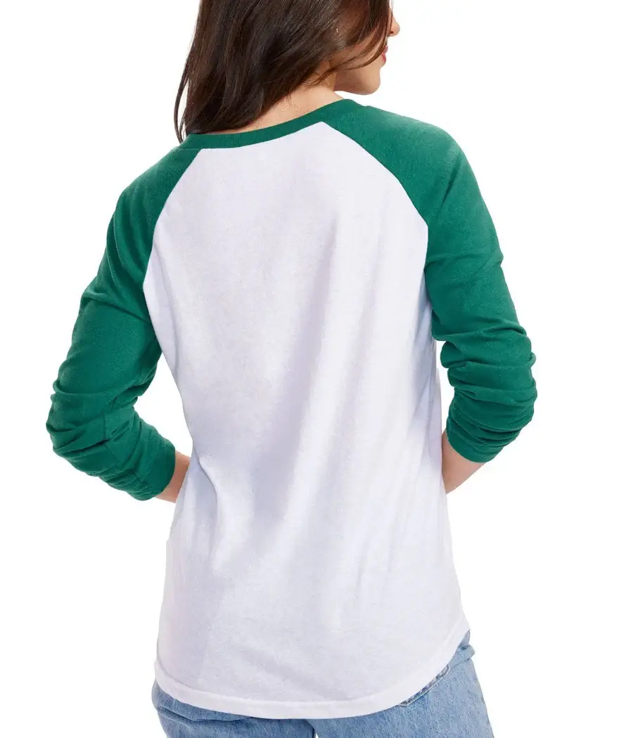 Tipsy Elves - Vendita all'ingrosso Maglietta serigrafata - Donna - Maglietta Raglan Quadrifoglio Fortunato - T-shirt da Donna per il Giorno di San Patrizio1