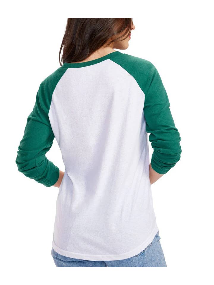 Tipsy Elves - Vendita all'ingrosso Maglietta serigrafata - Donna - Maglietta Raglan Quadrifoglio Fortunato - T-shirt da Donna per il Giorno di San Patrizio1