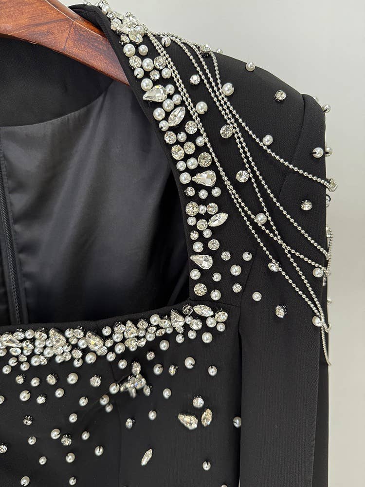 Productseeker – Großhandel Abendkleid – Damen – DR388Y Handbesticktes Kettenschal-Ärmel bodenlanges Kleid6