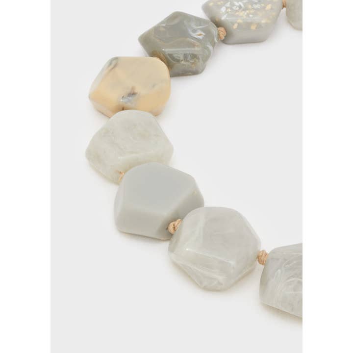 NALI' - Wholesale Beaded/Pearl Necklace - NECKLACE IN RESIN AND WOOD OFF-WHITE/GREY - N621