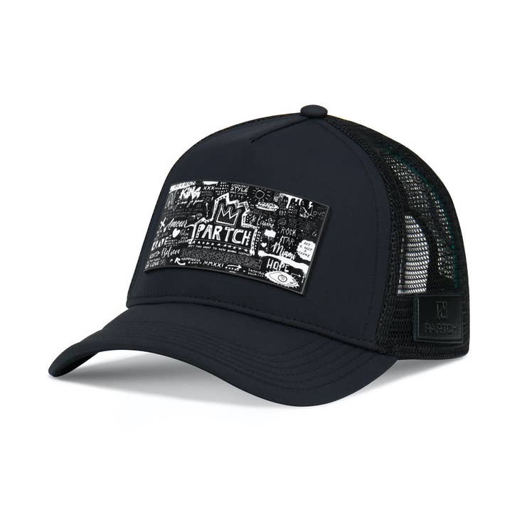 PARTCH Fashion Gorra de camionero negra extraíble Pop Love BLK/WHT Partch Clip para venta al por mayor de PARTCH