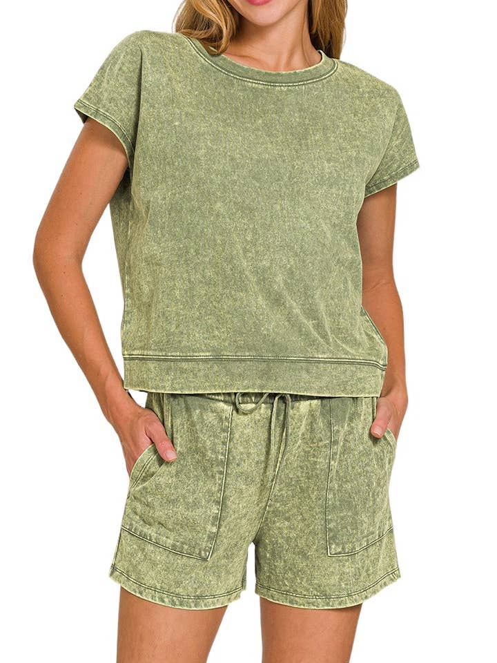Ensemble Débardeur et Short en Coton Premium Lavé pour la vente par Vanilla Monkey
