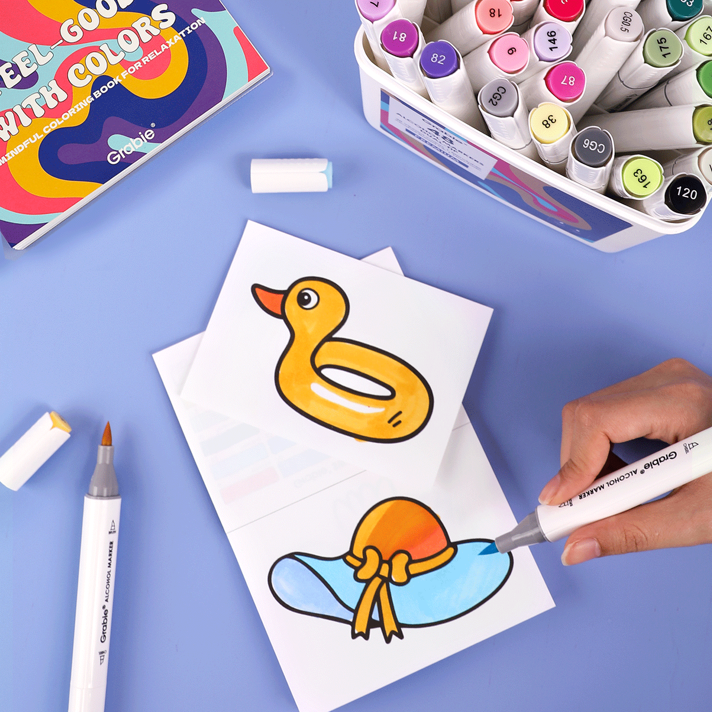 Grabie - Wholesale Marker - Dual-Tip Alcohol-Based Marker Set Of 48 With Coloring Book4