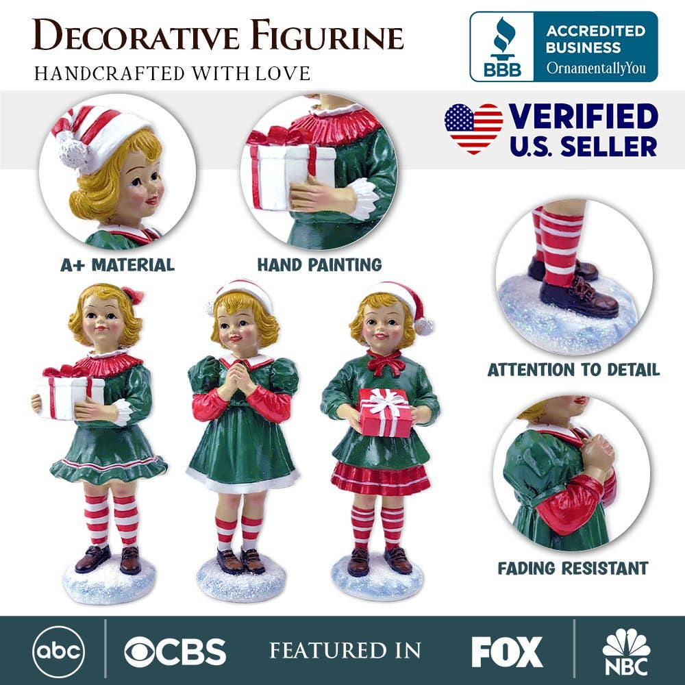 OrnamentallyYou - Wholesale Christmas Decoration - Elegant Victorian Christmas Girl Set of Three Figurines1
