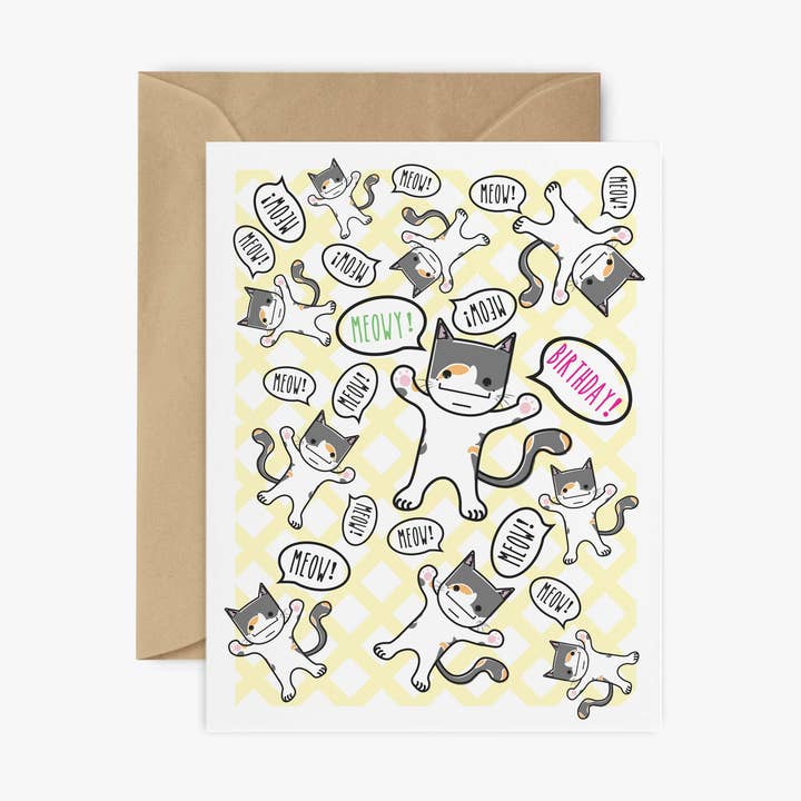 Meowy Birthday ! - Carte de vœux pour la vente par oh dang!