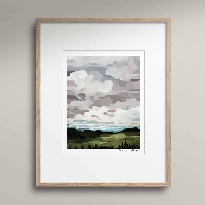 'Days Gone By' | Cielo astratto grigio | Stampa artistica verticale per la vendita all'ingrosso da parte di Susannah Bleasby Art