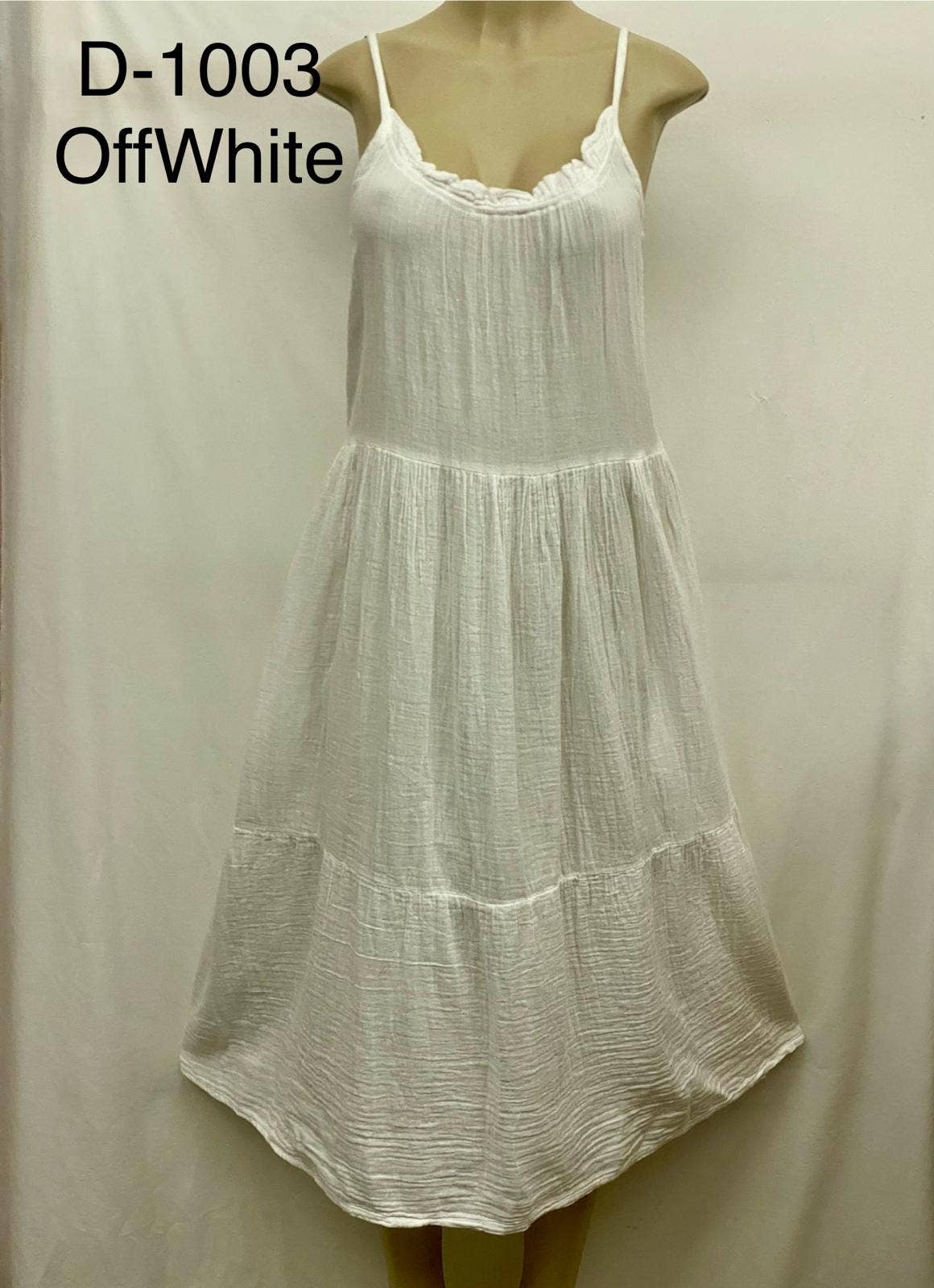 JUST CRUISING - India Casual Designs – Engroshandel Kjole - Dame – Lagvis bomulds dobbel gaze midikjole med justerbare stropper3