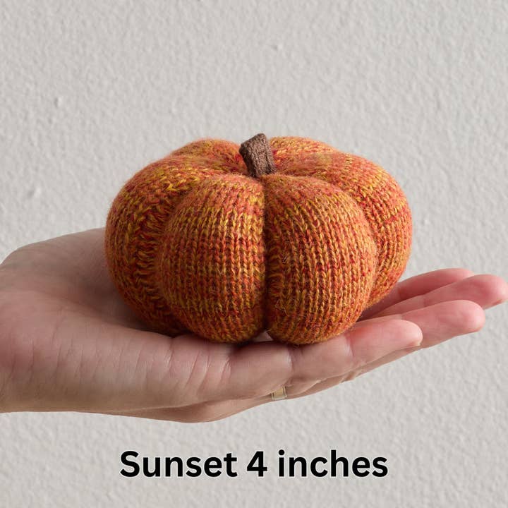 Your Heart's Content - Wholesale Decorative Tabletop Object - Cozy Pumpkins, Variegated Knit Yarn Colors, Handcrafted Gift34