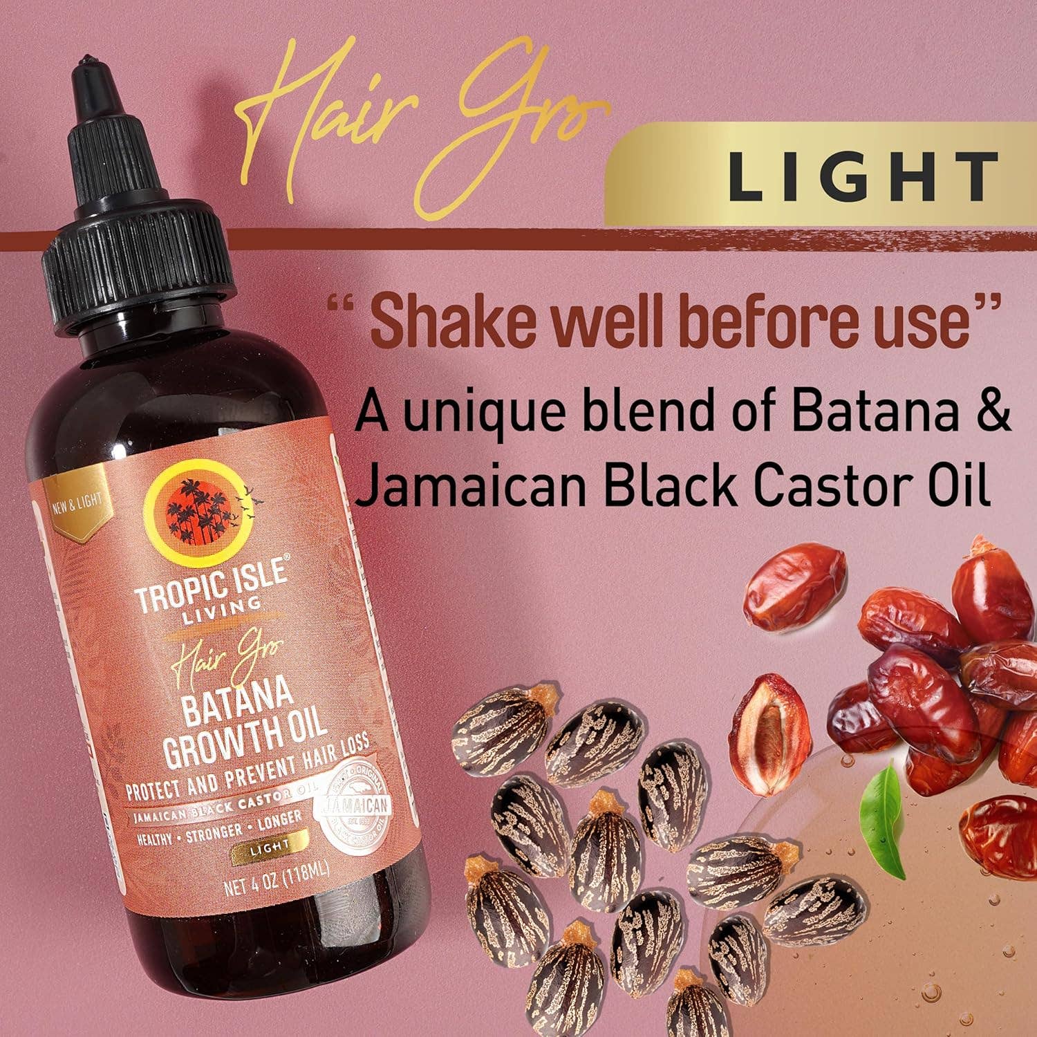 Tropic Isle Living - Wholesale Hair Oil - Batana Hair Growth Oil Light Blend 4oz1