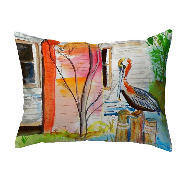 Betsy's Pelican Pillow for wholesale by Betsy Drake Interiors