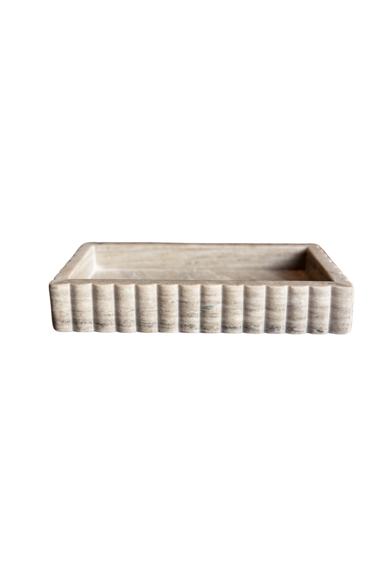 Luxe B Co – wholesale Decorative tray – Scalloped Marble Fluted Bridge Tray Beige Gray5