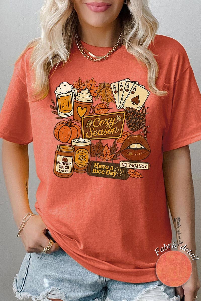 COLORBEAR - Wholesale T-Shirt (Graphic) - Women's - Retro Fall Collage Graphic Heavy Cotton Tee7