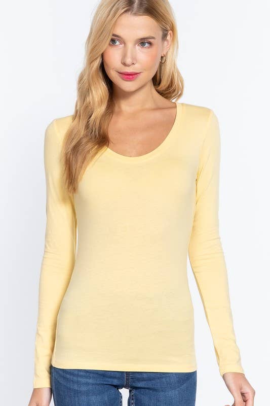 Active Basic | Active USA - Wholesale Knit Top - Women's - Long Sleeve Scoop Neck Top52