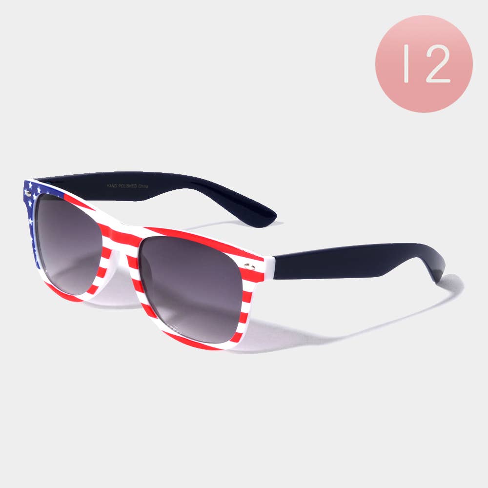Sensibling Corp. - Wholesale Sunglasses - Women's - 12PCS - American Flag Frame Gradient Lens Sunglasses
0