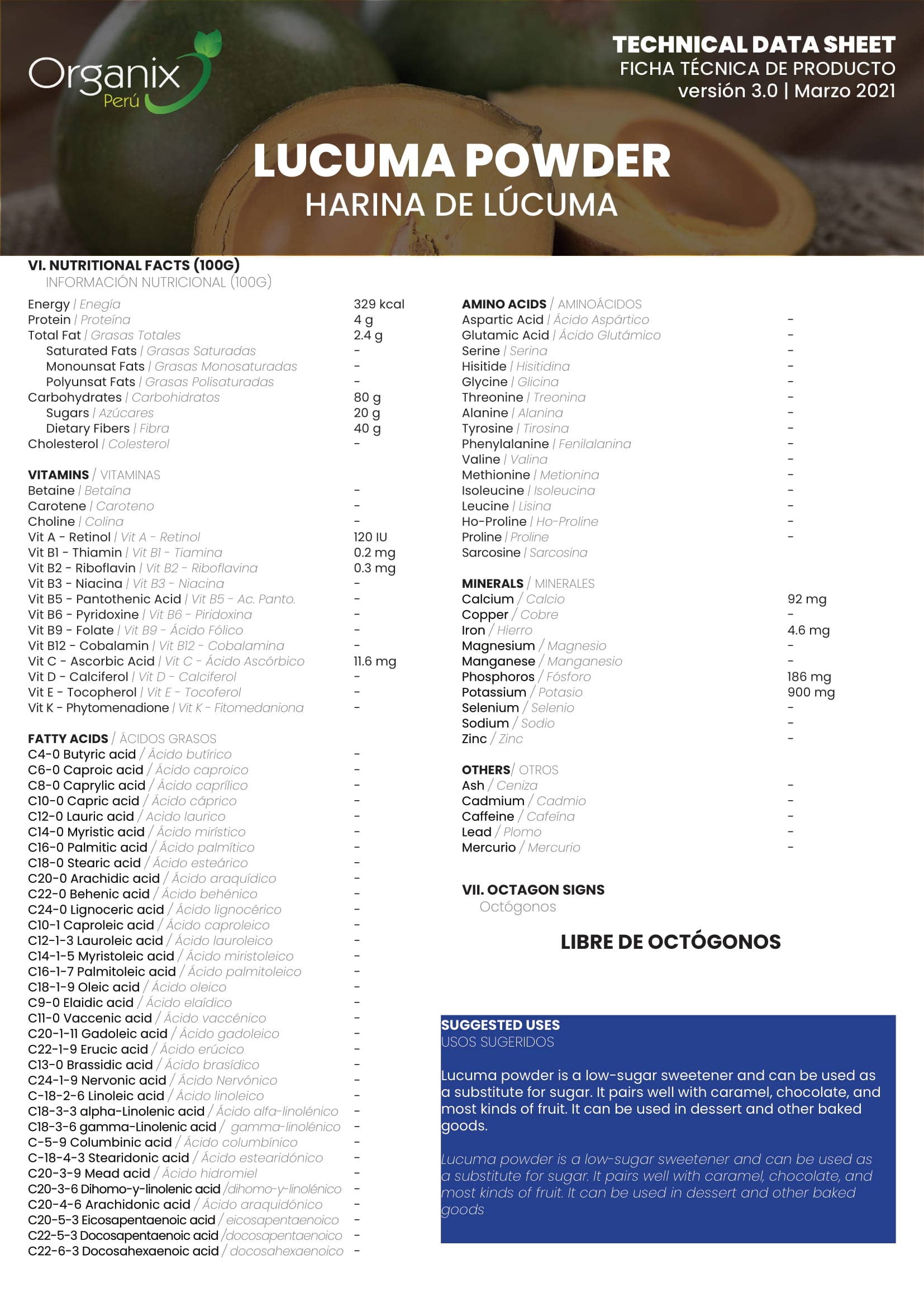 Ganesa Trading - Wholesale Protein/Superfood Powder - Organic Lucuma Powder Imported from Peru. USDA5