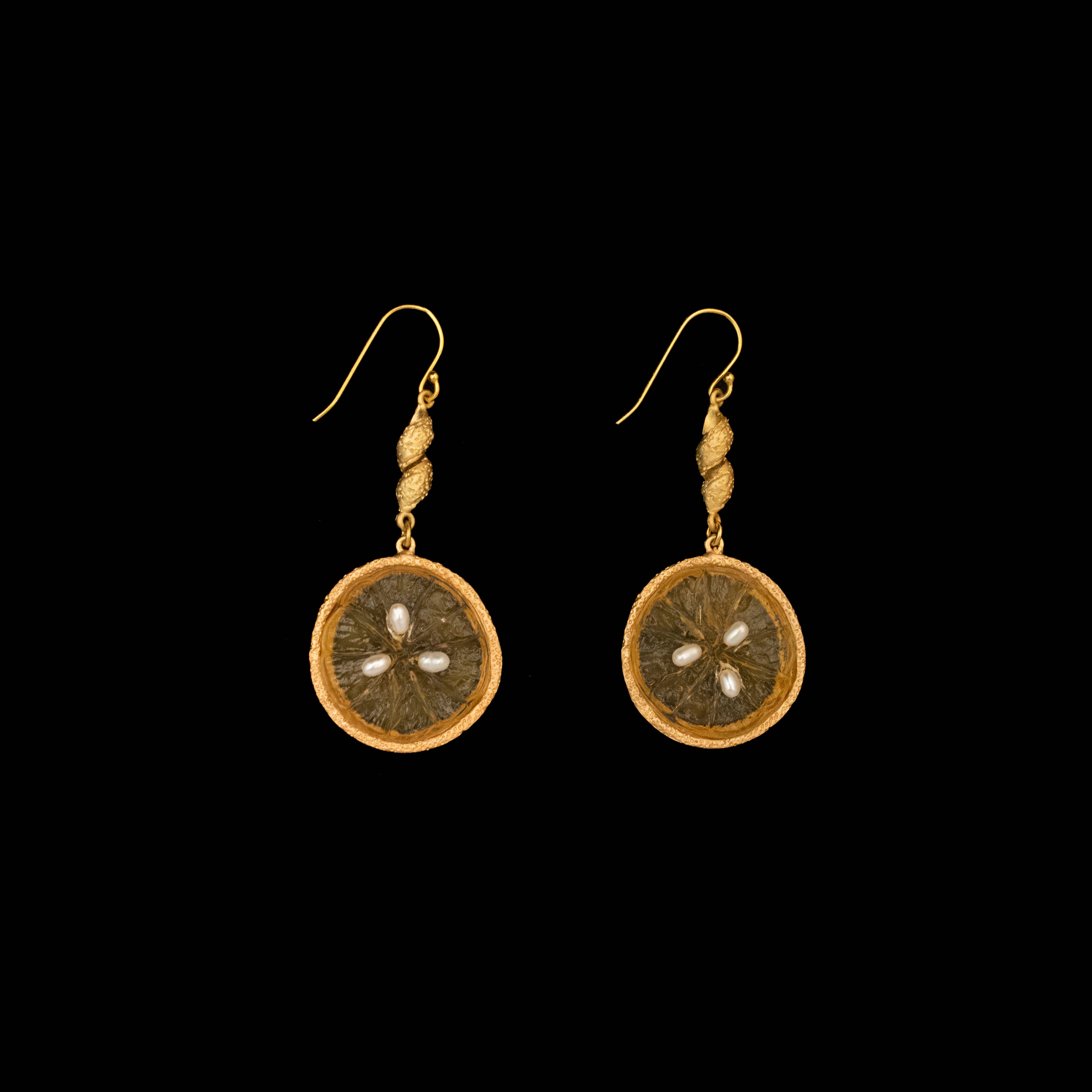 Michael Michaud - Vente Boucles d'oreilles pendantes - Boucles d'oreilles en fil d'orange agrume