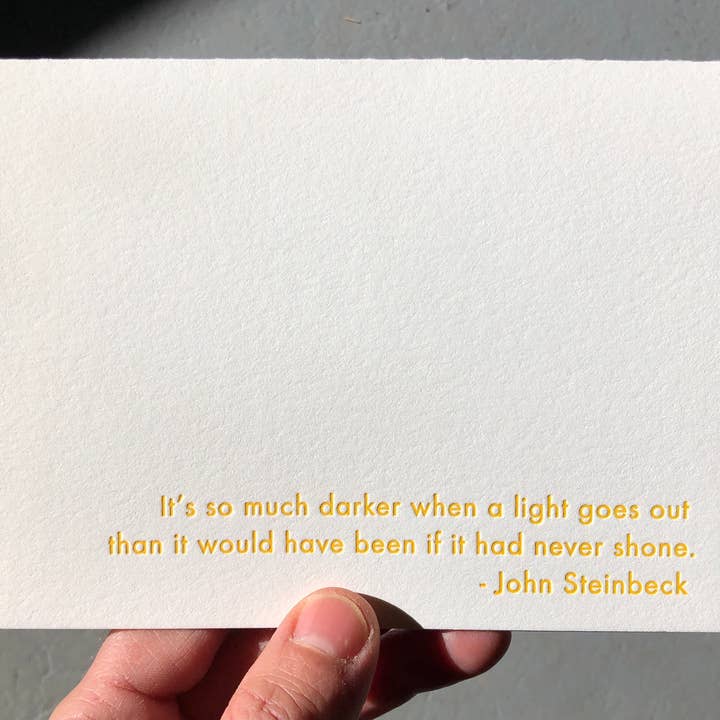 John Steinbeck - Light (Letterpress Greeting Card) for wholesale by Willowcrest Press