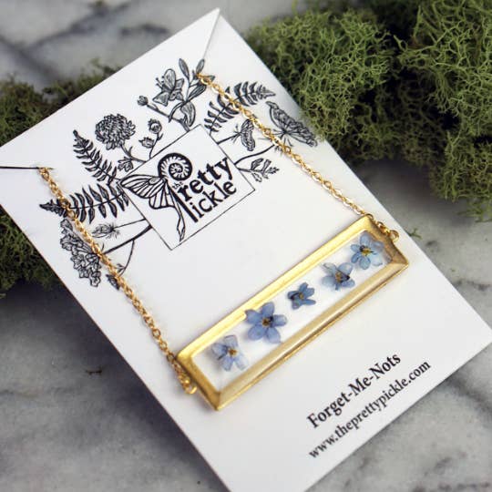 The Pretty Pickle - Wholesale Pendant/Charm Necklace - Forget Me Not Bar Necklace3