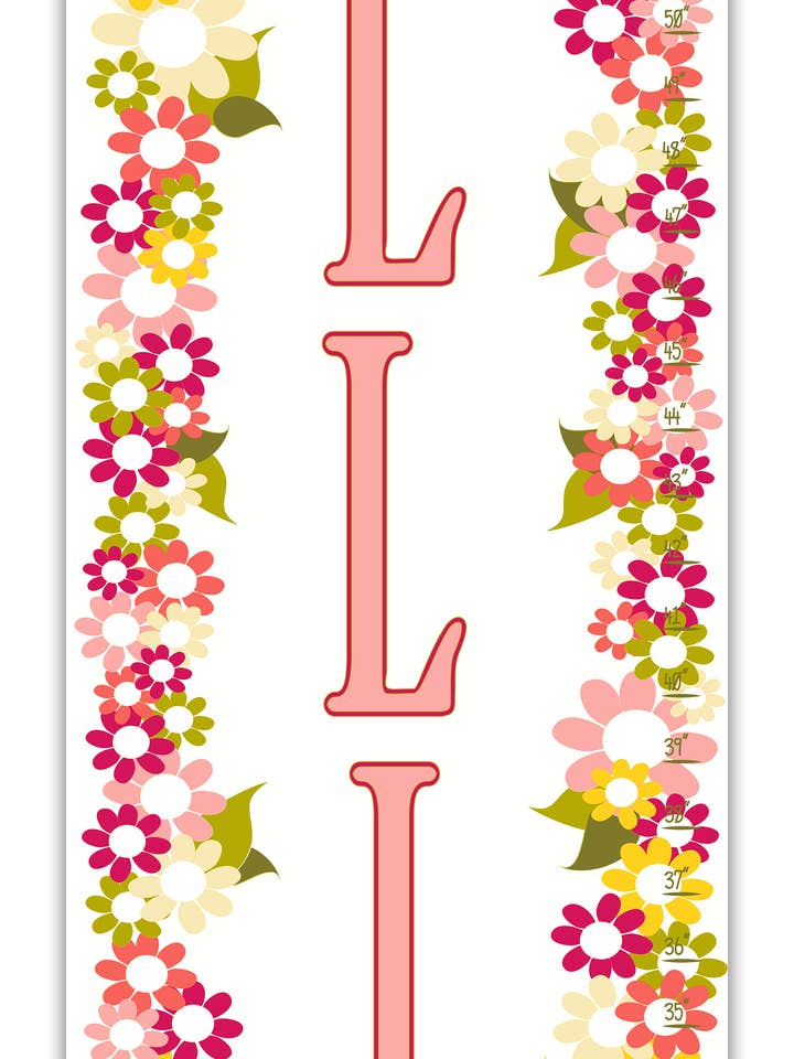 Pink Flower Explosion Personlig Vækst Chart for engroshandel hos Finny and Zook