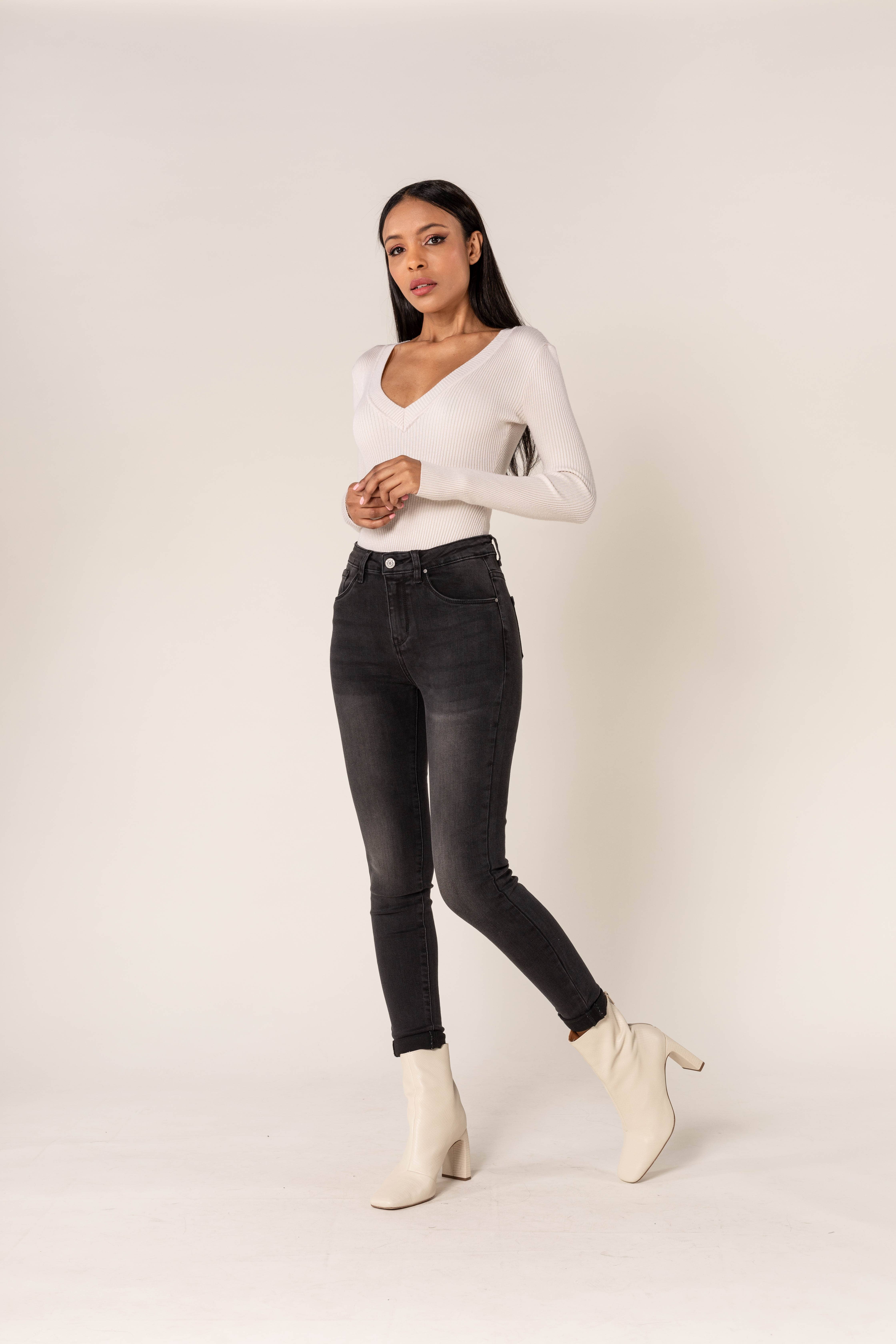 Nina Carter – Engroshandel Jeans - Dame – P078 stretch skinny bukser med høj talje35