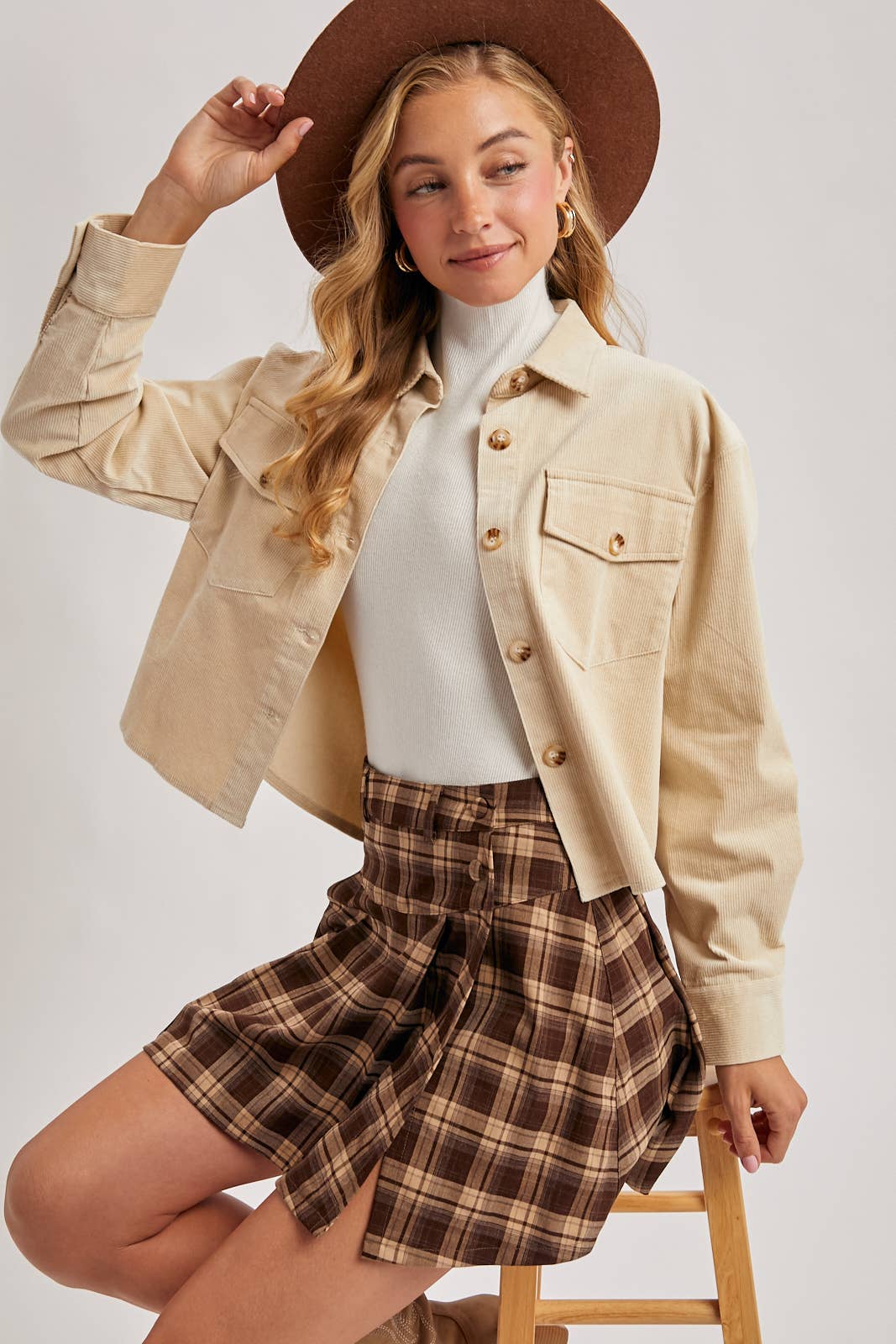 Bluivy - Wholesale Jacket - Women's - CORDUROY CROPPED BUTTON DOWN SHIRT JACKET7