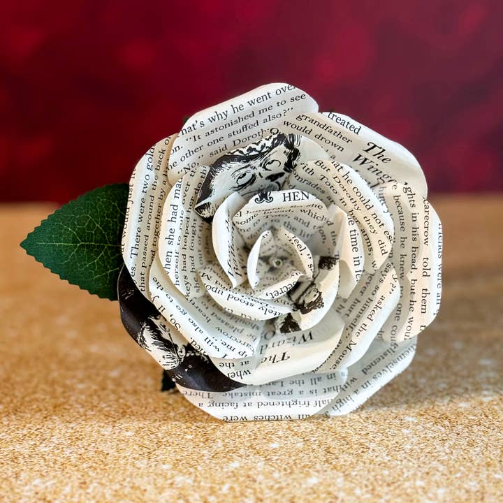 Literary Blooms - Wholesale Artificial Flowers - Handmade Wizard of Oz Paper Rose – Book Page Flower- 3 Sizes5
