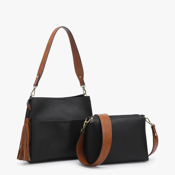 Jen & Co. - Wholesale Shoulder Bag - Women's - M1867 Lyla 2-in-1 Bucket Bag w/ Guitar Strap