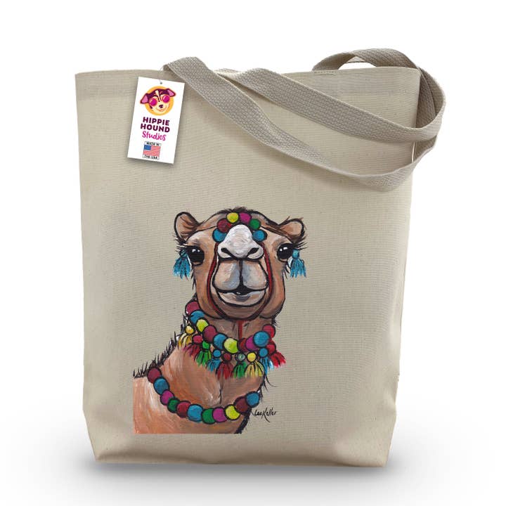 Bolso de mano con refuerzo, bolso de camello, bolsa de compras de animales (copia) para venta al por mayor de Hippie Hound Studios