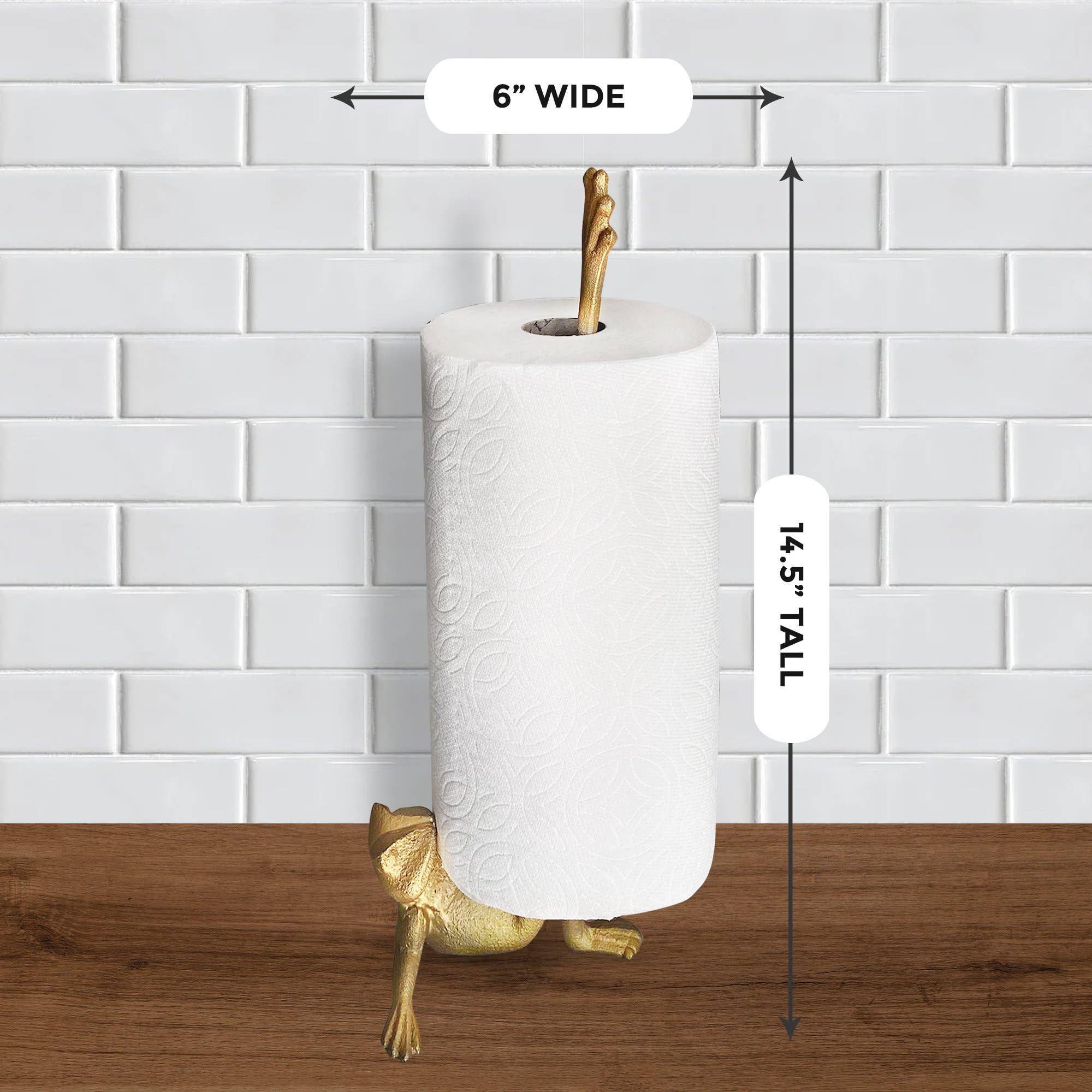 Wall Charmers – wholesale Paper towel holder – Gold Frog Paper Towel Holder, 14"2