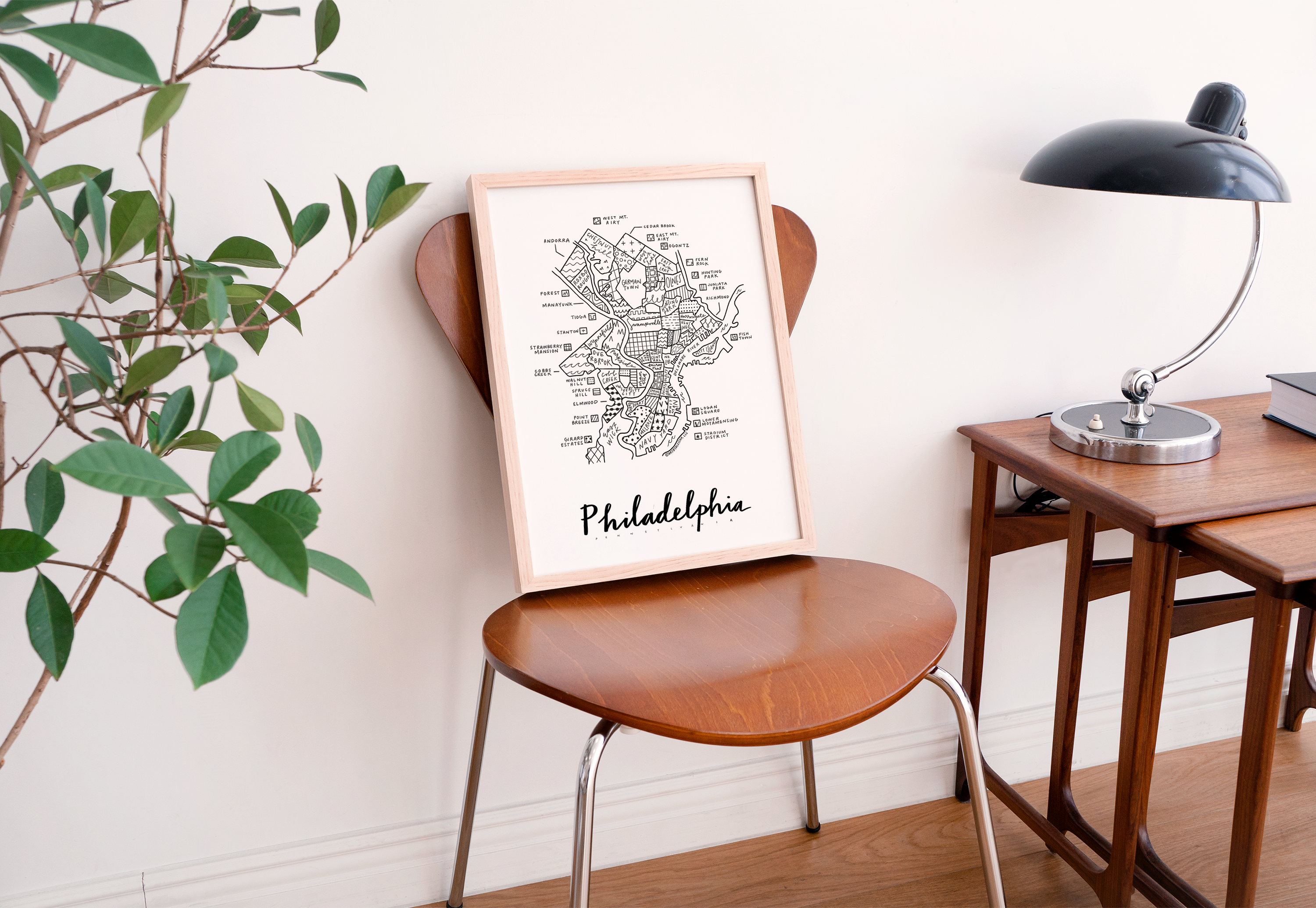 By Aleisha - Wholesale Art Print - Philadelphia Neighborhood Map Print7