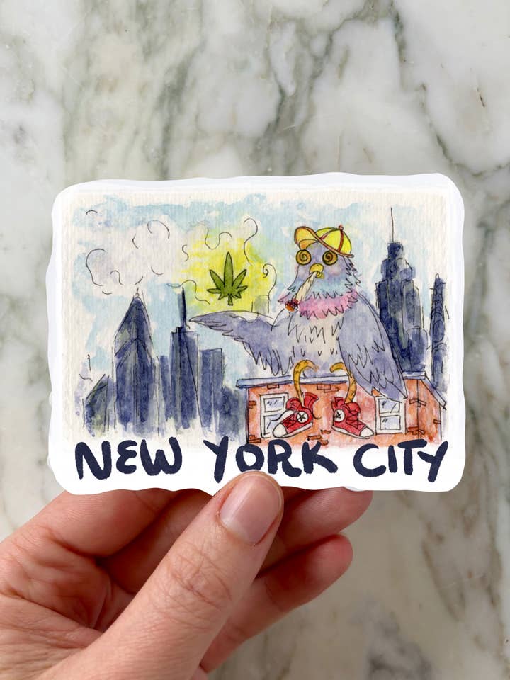 Adesivo XL Divertente Piccione di NYC – Vinile Fantasioso di New York City per la vendita all'ingrosso da parte di Maya Shari Studio