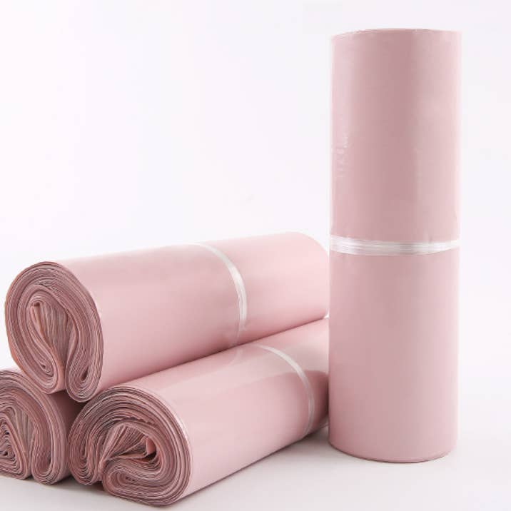 100pcs, 4 sizes Light pink thickened poly mailing bag  for wholesale by ByHome