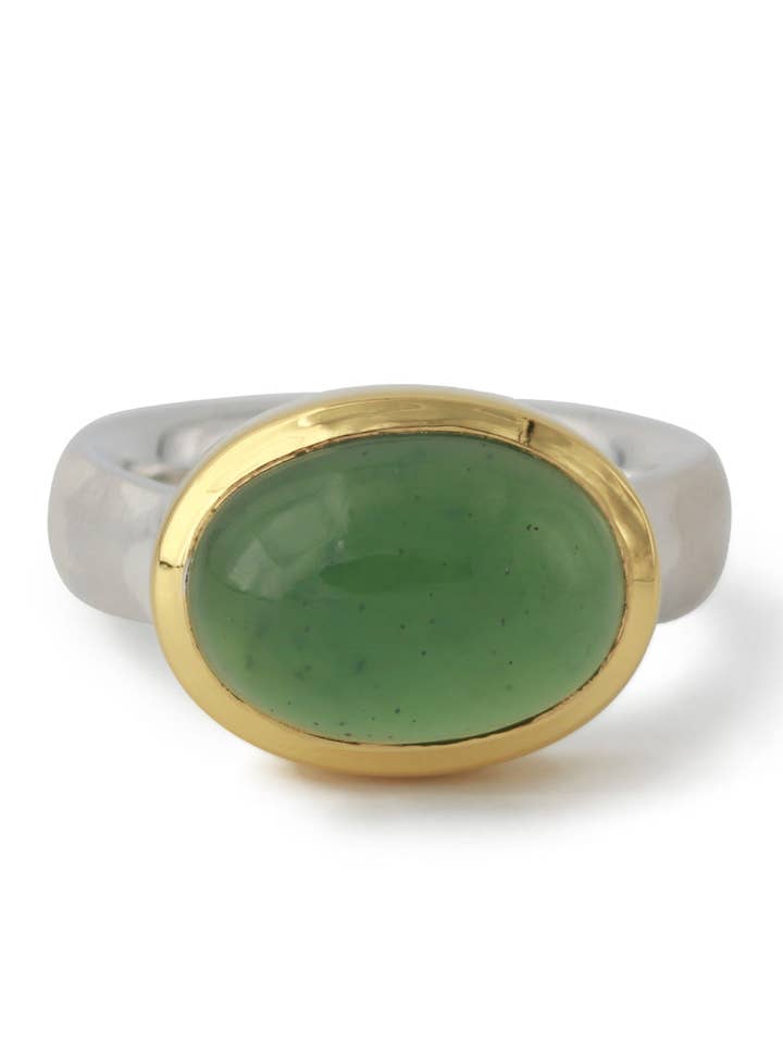 Silverring "Icur" med 14x10mm nefritjade, 18k förgyllt för wholesale av Campur GmbH