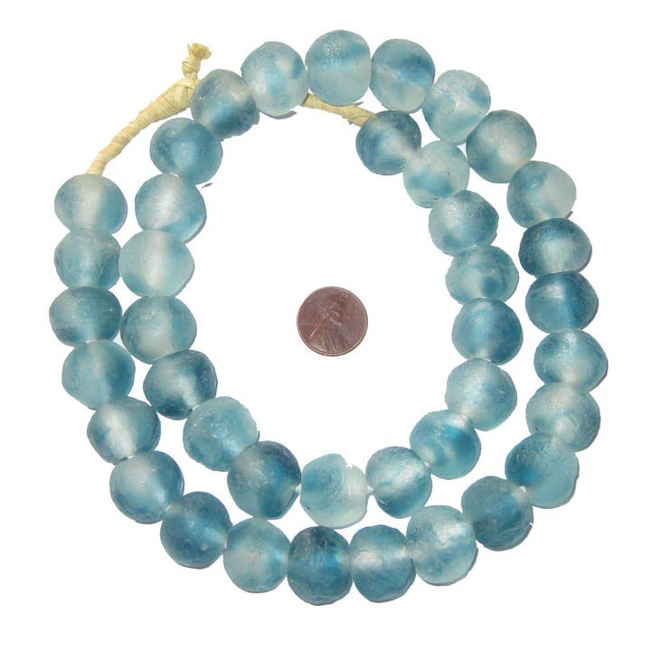 18mm Blue Wave Marine Recycled Glass Beads for wholesale by The Bead Chest