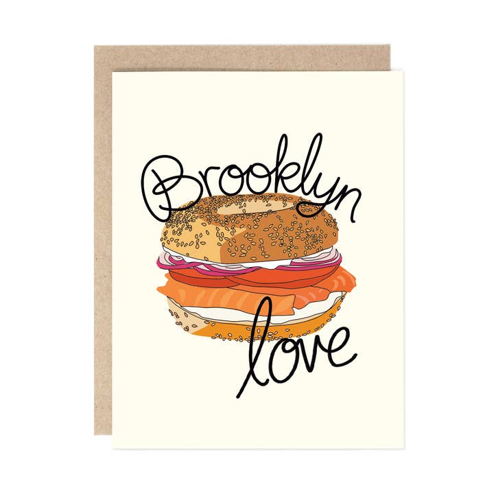 Brooklyn Bagel Love Greeting Card for wholesale by Drawn Goods